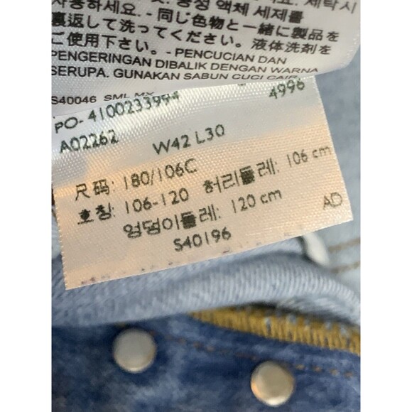 Levi's 501 Jeans Mens Size 42x30 Blue Button Fly Straight Leg Denim Cowboy Chore - Picture 7 of 10